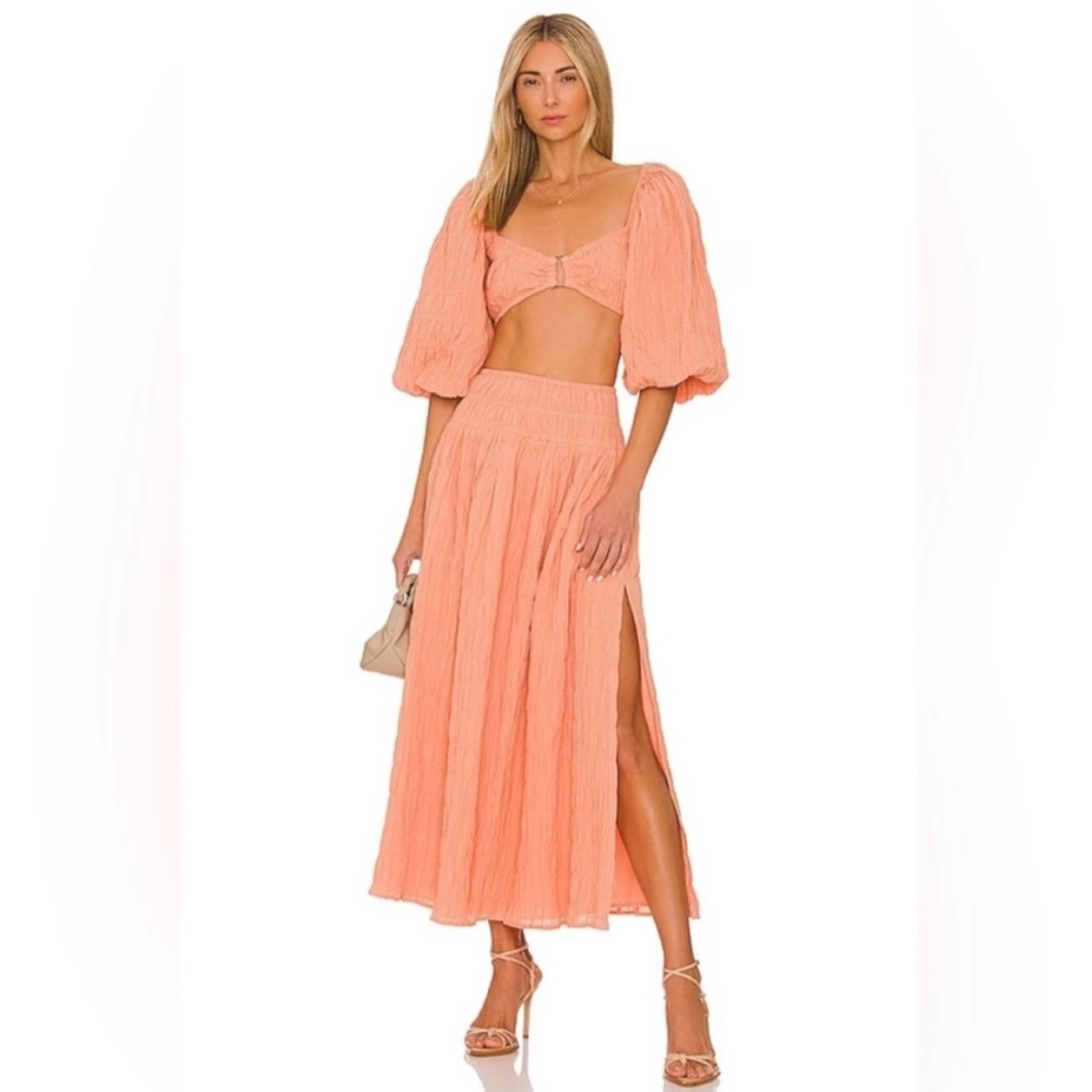 SOVERE Mercy Maxi Skirt in Apricot NWT size S - Picture 4 of 5